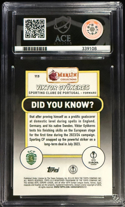 Best Deal - Topps Viktor Gyokeres Purple Wave Refractor /15 Merlin UEFA Club Competitions ACE GRADING 10