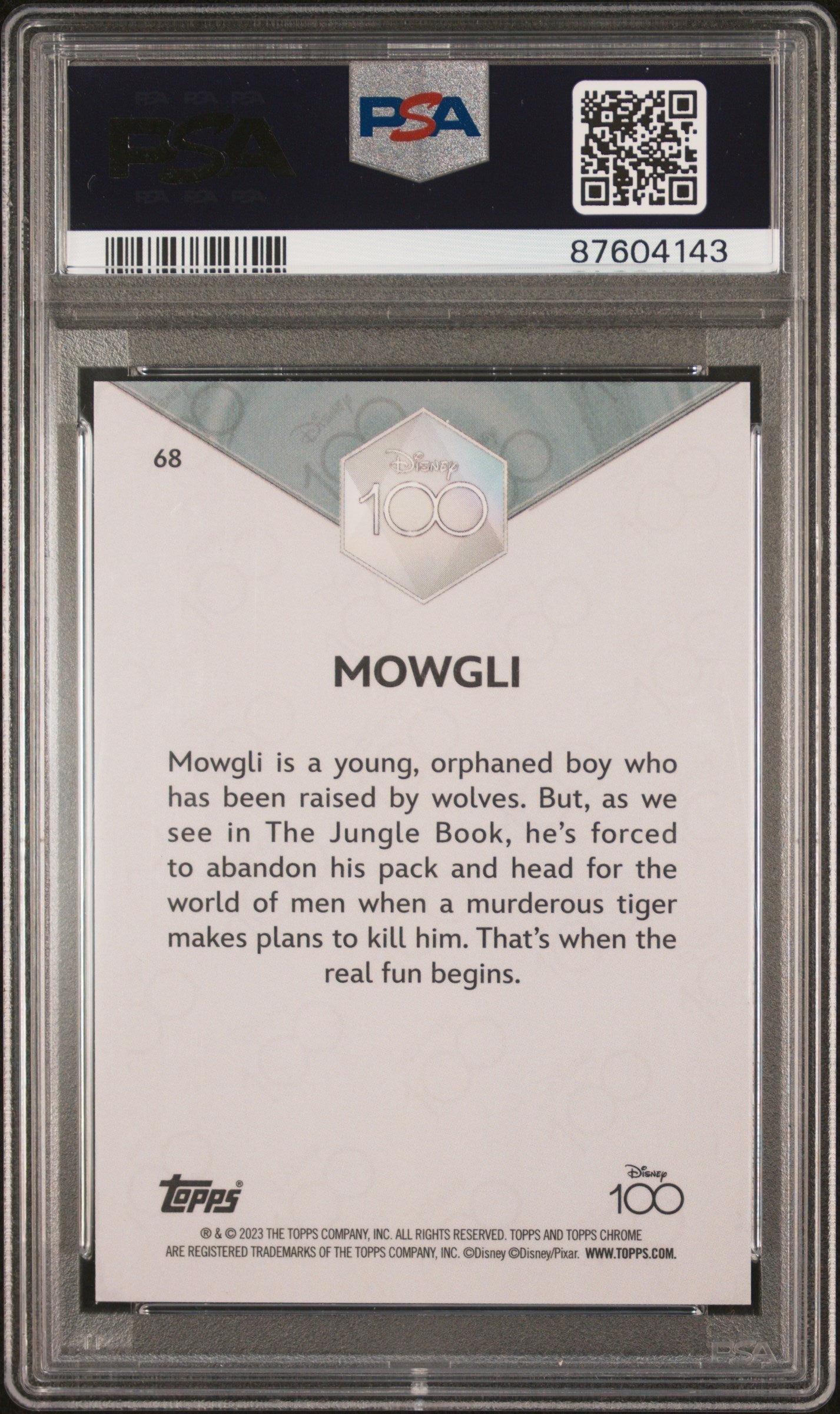 Best Deal - Topps Mowgli Black Kaleidoscope /10 Disney 100 Chrome 2023 #68 PSA9