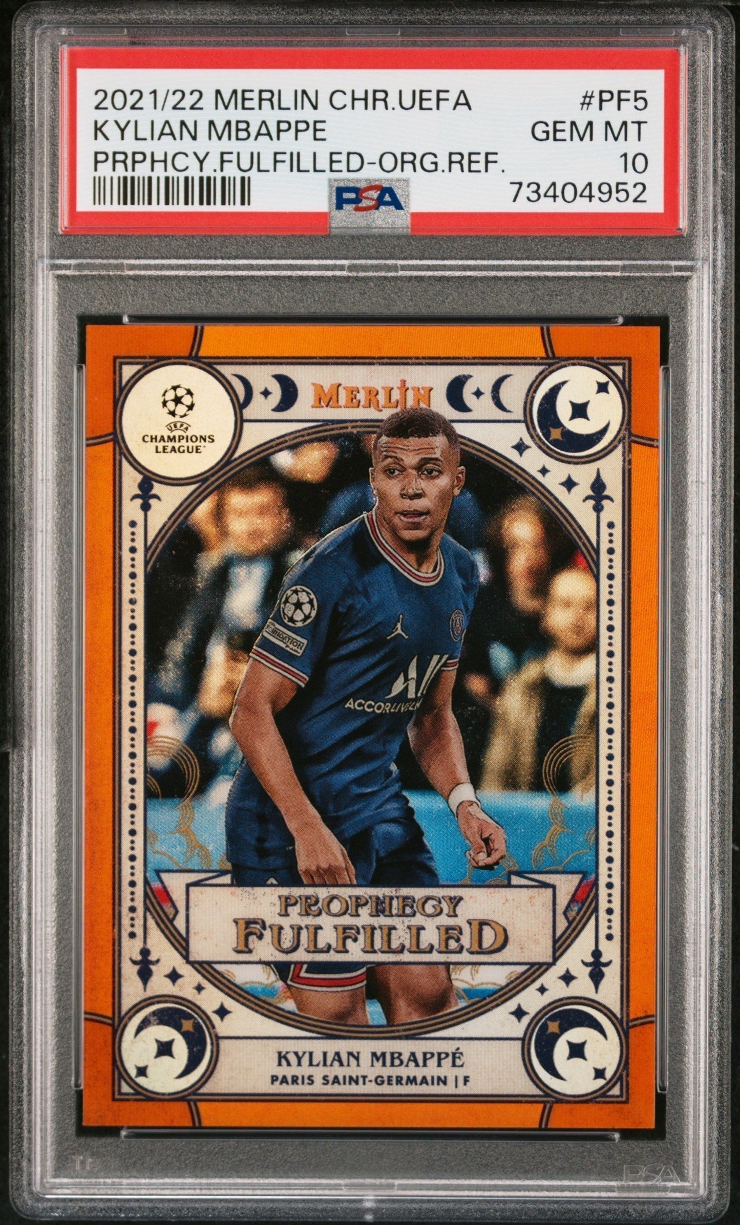 Best Deal - Topps Kylian Mbappe Orange Prophegy Fulfilled /25 Merlin Chrome UEFA 2021/22 PSA10