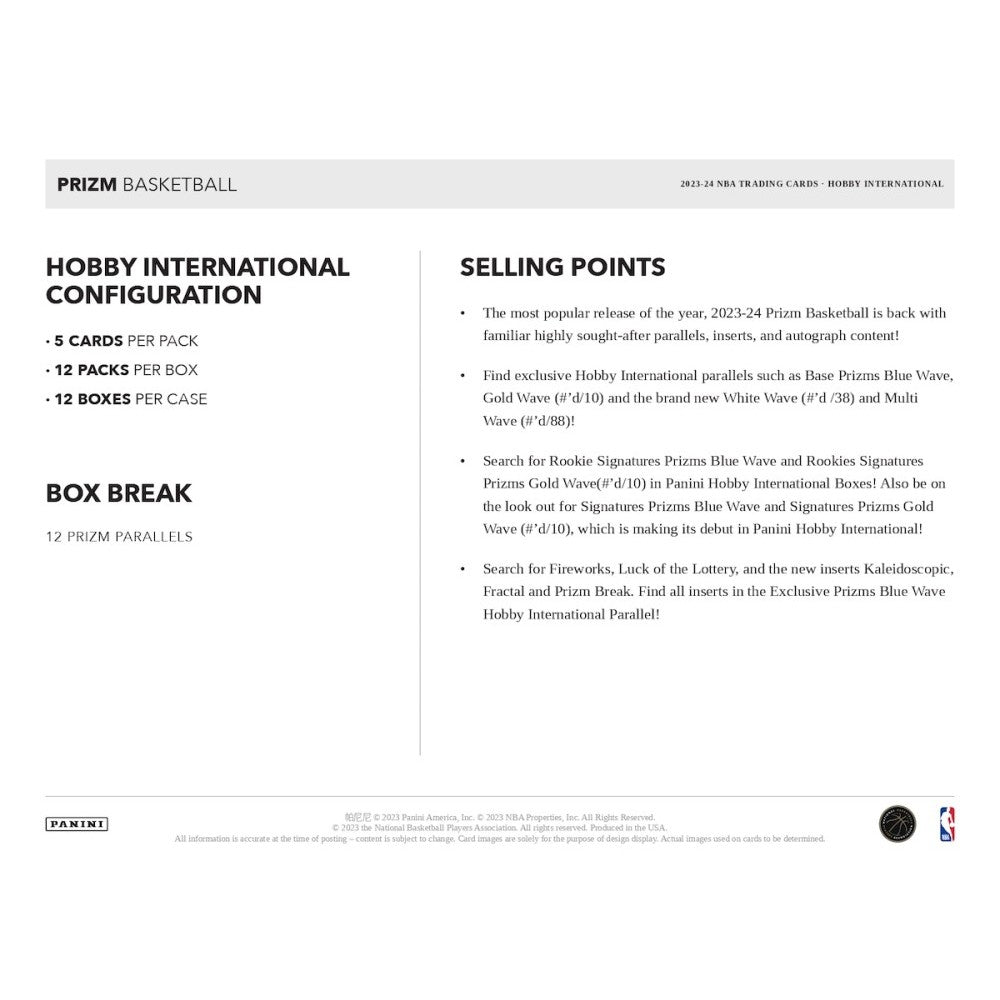 Best Deal - 2023/2024 PRIZM Basketball International Hobby Box