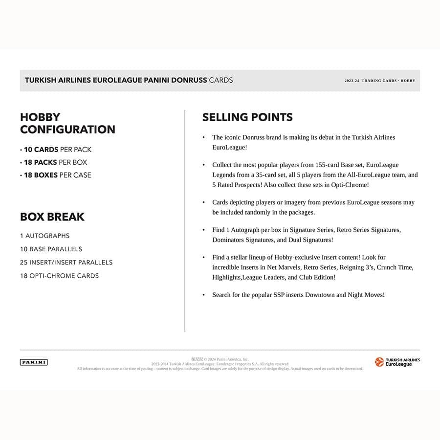 Best Deal - 2023-24 Panini Donruss Turkish Airlines EuroLeague Basketball Hobby Box