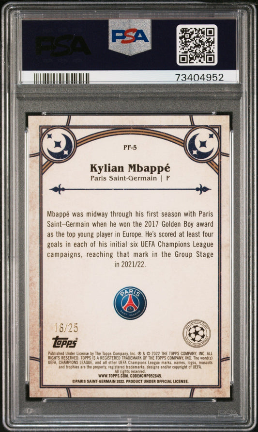 Best Deal - Topps Kylian Mbappe Orange Prophegy Fulfilled /25 Merlin Chrome UEFA 2021/22 PSA10