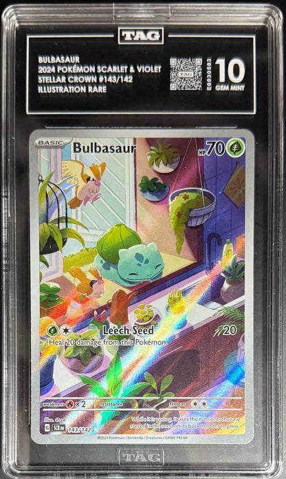 Best Deal - Pokemon Bulbasaur 143/142 Illustration Rare Pokemon Scarlet & Violet Stellar Crown 2024 TAG10