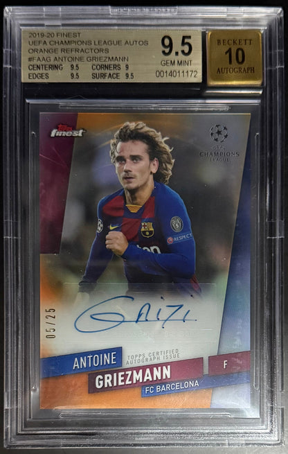Best Deal - Topps Antoine Griezmann Orange Autograph Refractor /25 Finest UCL 2019-20 Beckett 9.5