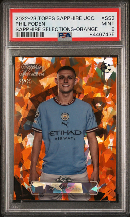 Best Deal - Topps Phil Foden Orange Sapphire Selections /25 Sapphire UCC 2022-23 PSA9