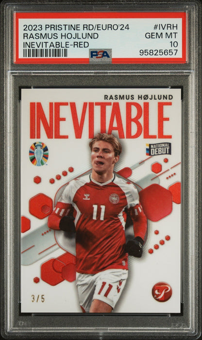 Best Deal - Topps Rasmus Hojlund Red Inevitable Card /5 Pristine Road To Euros 2024 PSA10