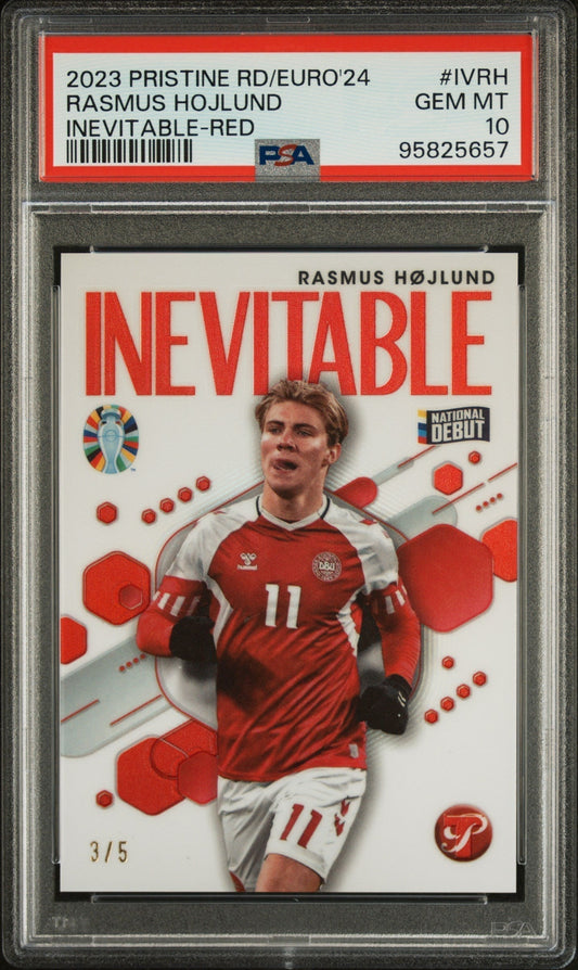 Best Deal - Topps Rasmus Hojlund Red Inevitable Card /5 Pristine Road To Euros 2024 PSA10