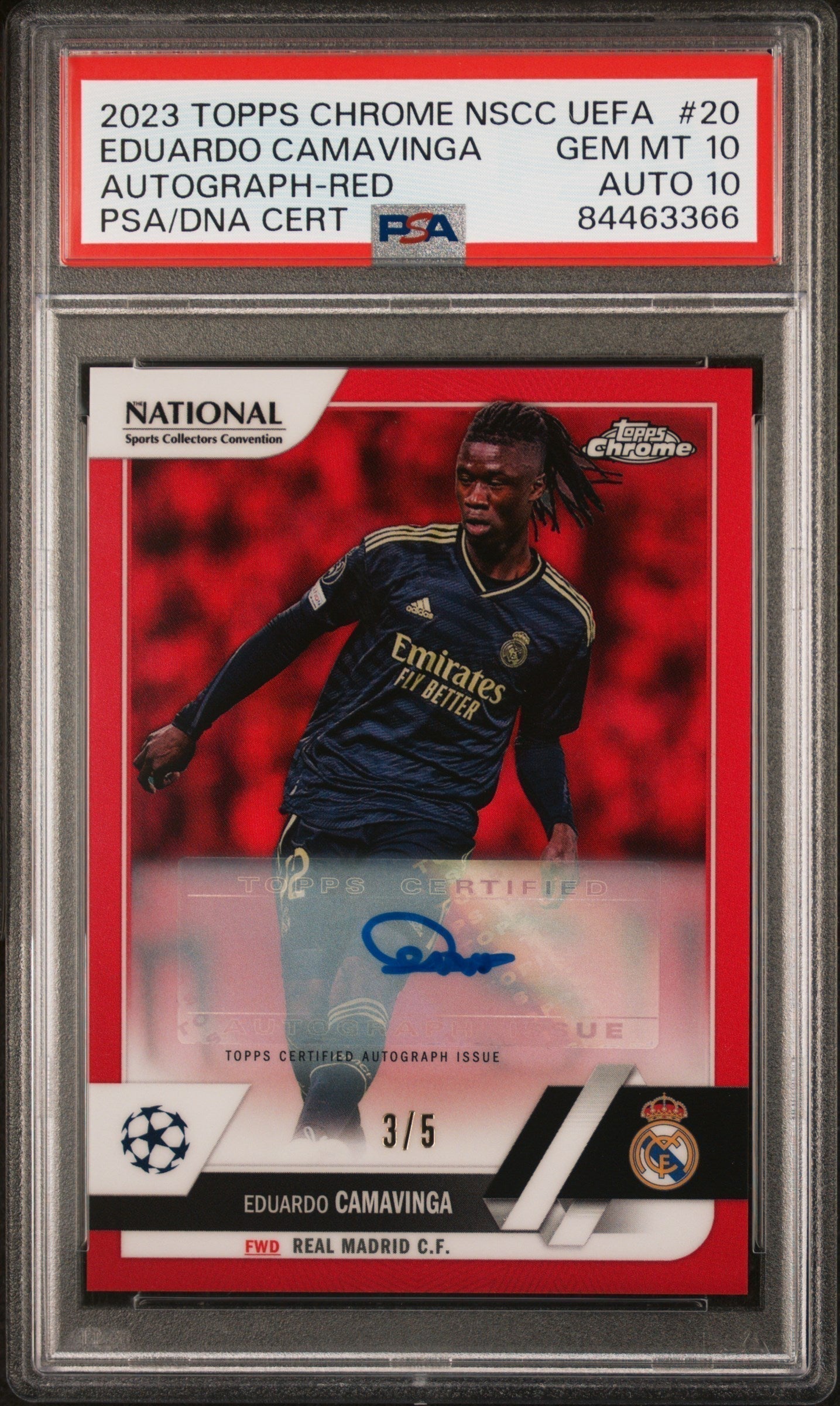 Best Deal - Topps Eduardo Camavinga Red Autograph Card /5 Chrome NSCC UEFA 2023 #20 PSA10