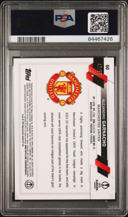 Best Deal - Topps Alejandro Garnacho Yellow SP Card /99 Sapphire UCC 2022-23 #50 PSA10